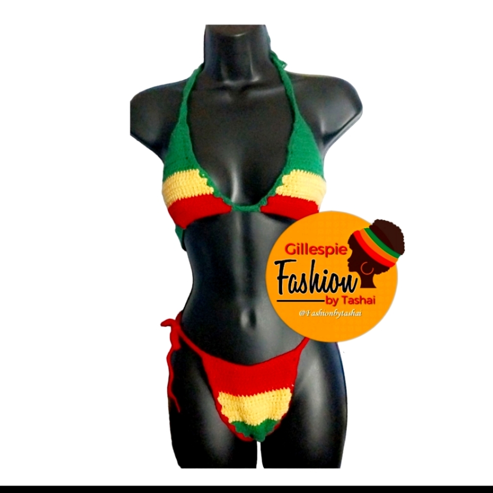 Fashionbytashai 2pc Rasta colors swimwear